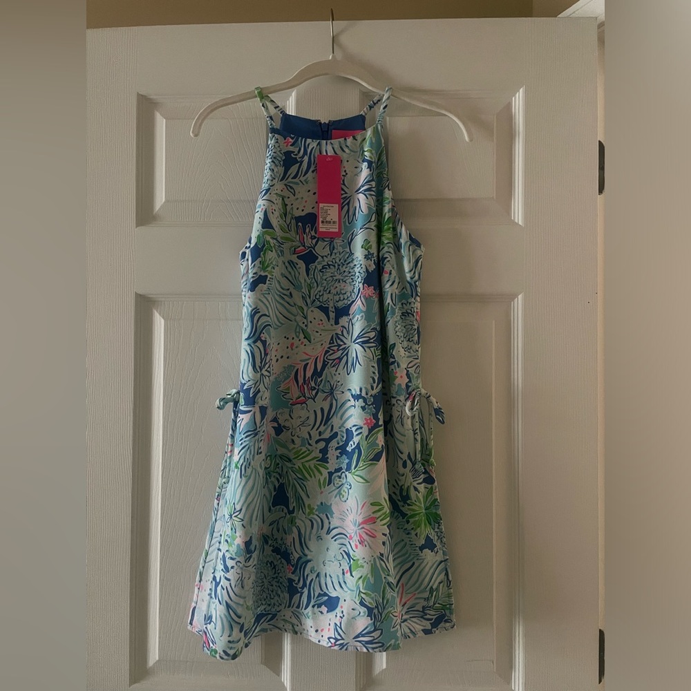 Lilly Pulitzer Pear Romper Coastal Blue Lion Around